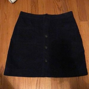Navy Corduroy Button-up skirt